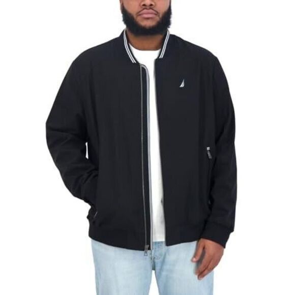 Nautica Men’s Lightweight Bomber Jacket, Black, M - Picture 1 of 5